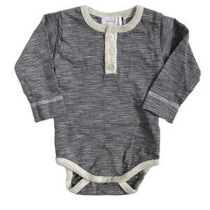 Jamie Kay Striped Henley Long Sleeve Bodysuit - Navy Blue White/Cream - 3-6M